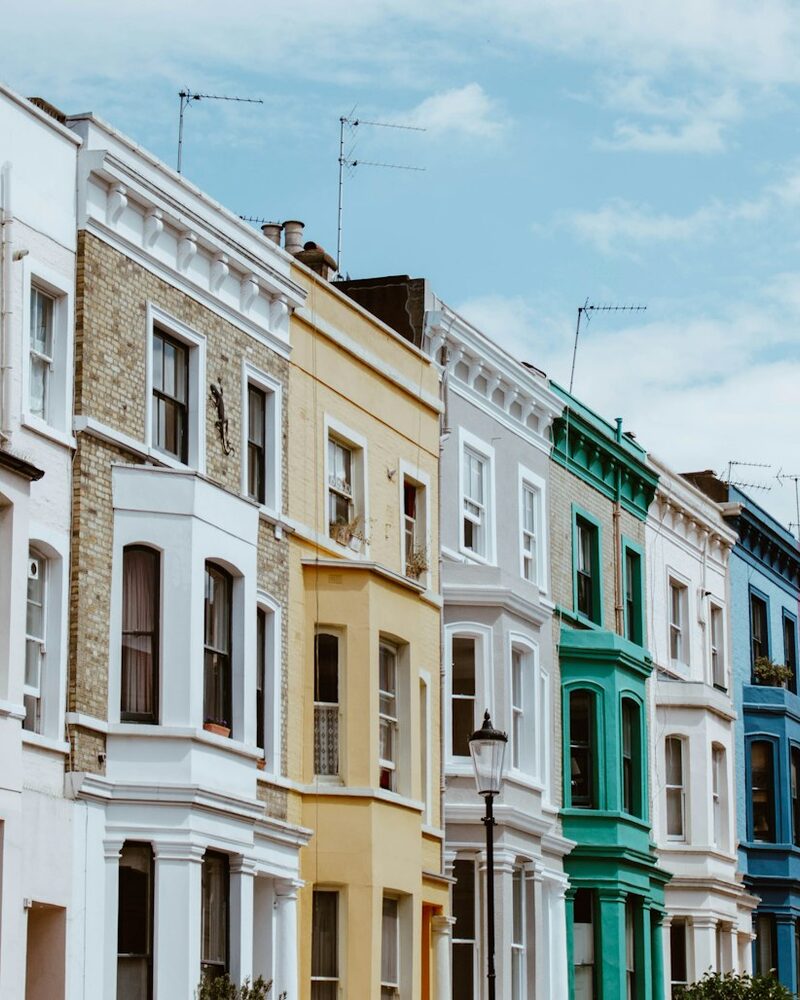 Painted terraced houses near the wharf