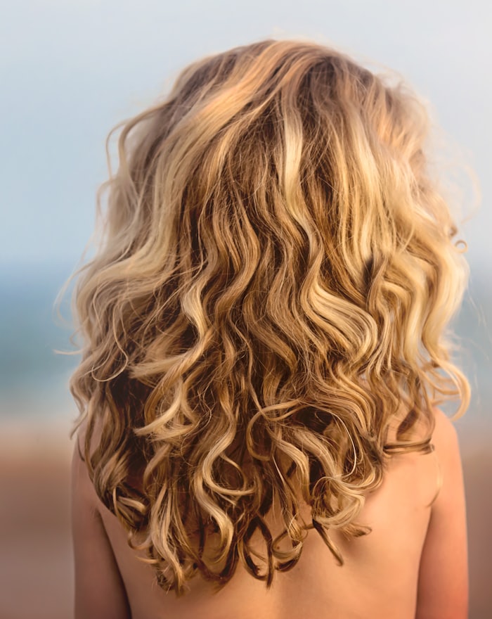 Golden blonde waves, hand-painted