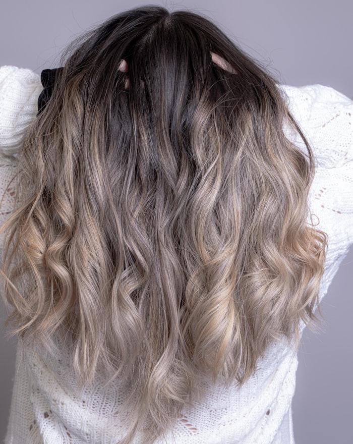 Long cool blonde balayage